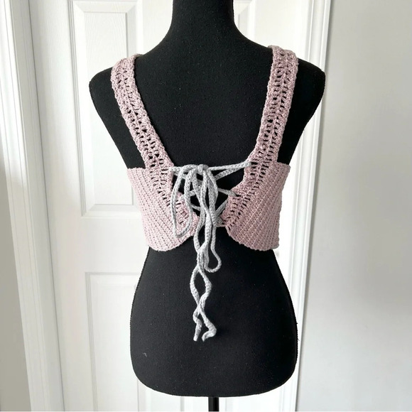 Handmade V Neck Crochet  Bralette Cami One Size - Picture 3 of 13